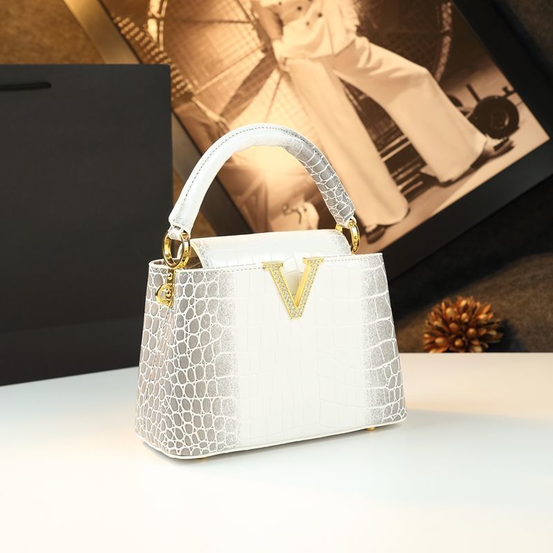 New Arrival Croc-Effect Genuine Leather Bucket Bag for Women, A Trendy Top-Handle Shoulder Crossbody Handbag with Fashionable Premium Design