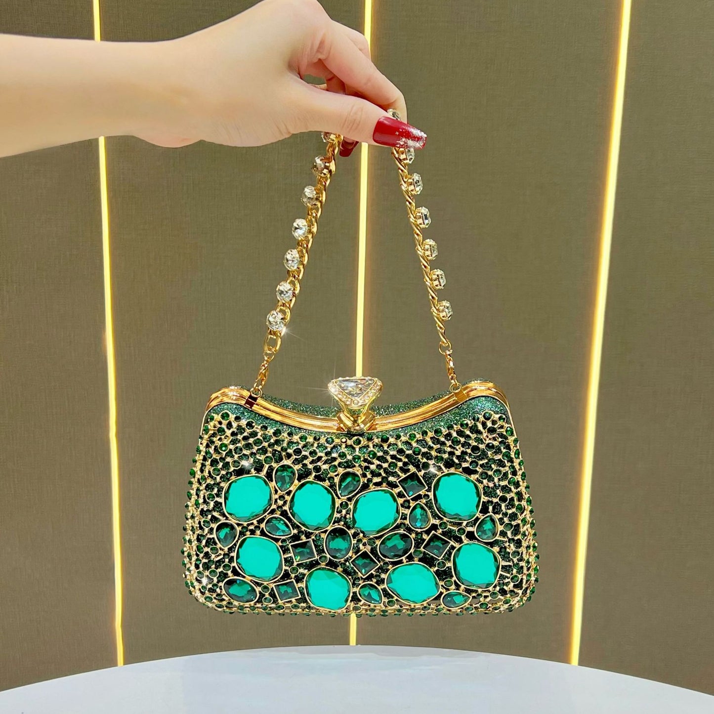 Chic Rhinestone Hollow-Out Evening Bag for Women, A Sparkly Chain Top-Handle Crossbody Shoulder Handbag Perfect for Banquets & Special Occasions