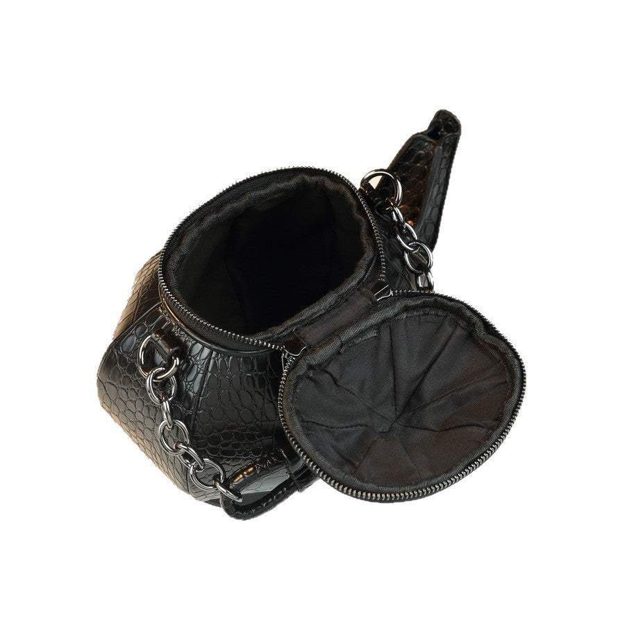 New Arrival Quirky Teapot-Shaped Croc-Effect Bag for Women, A Creative Chinese Style Novelty Shoulder Crossbody Handbag with Unique Fun Design