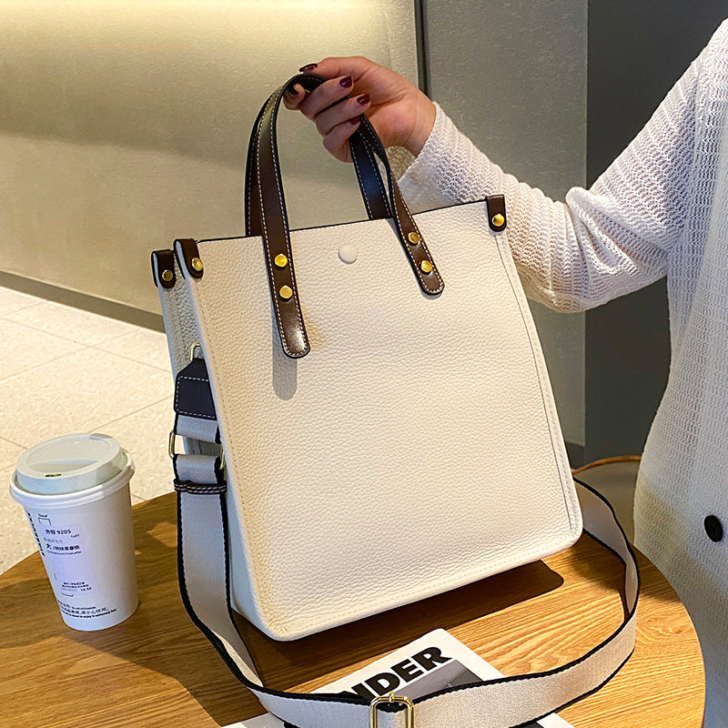 Genuine Leather Tote Bag for Women Large Capacity Commuter Shoulder Handbag, Premium Versatile Purse with Timeless Elegance