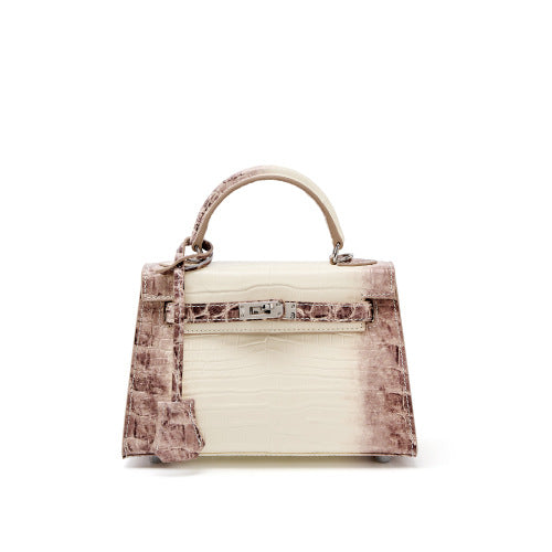 Genuine Top Layer Cowhide Crocodile-Embossed Kelly-Style Handbag for Women, Large Capacity Commute Shoulder Top Handle Purse, Premium Work Bag for Ladies