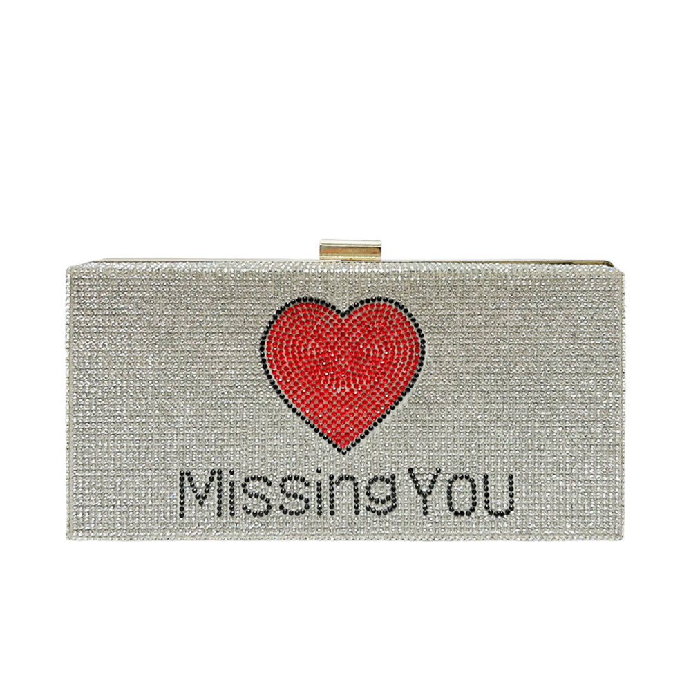 Women's Rhinestone-Embellished Evening Chain Bag, Unique Shoulder Crossbody Clutch with Premium Versatile Design, Fashionable Handbag