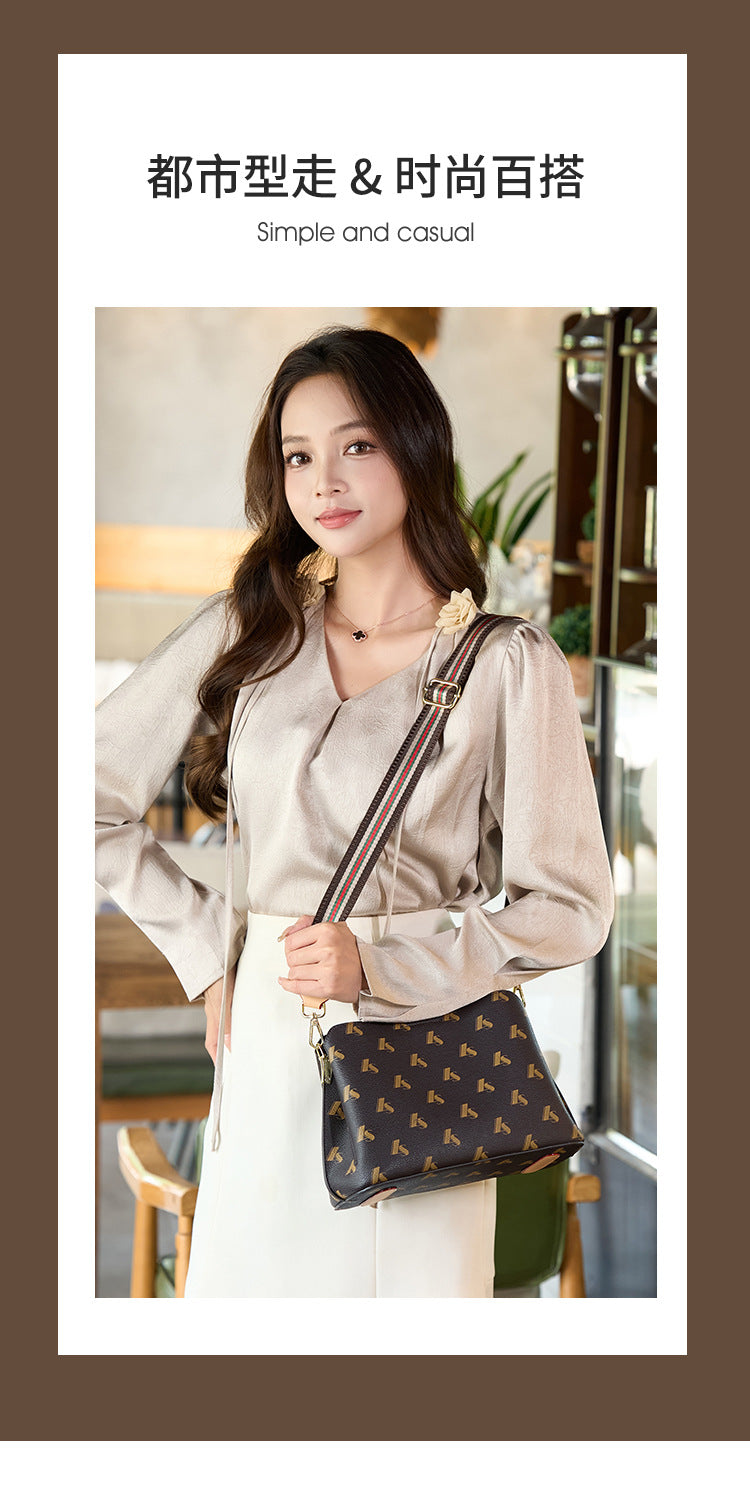 Elegant Light Luxury Printed Tote for Women, Sophisticated Shoulder Handbag with Removable Crossbody Strap, A Chic Everyday Essential