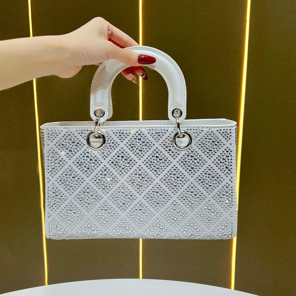 Dazzling Rhinestone-Embellished Lady-Style Bag for Women, A Crystal-Studded Crossbody Shoulder Top-Handle Handbag, Perfect for Banquets Evening Parties & Formal Events