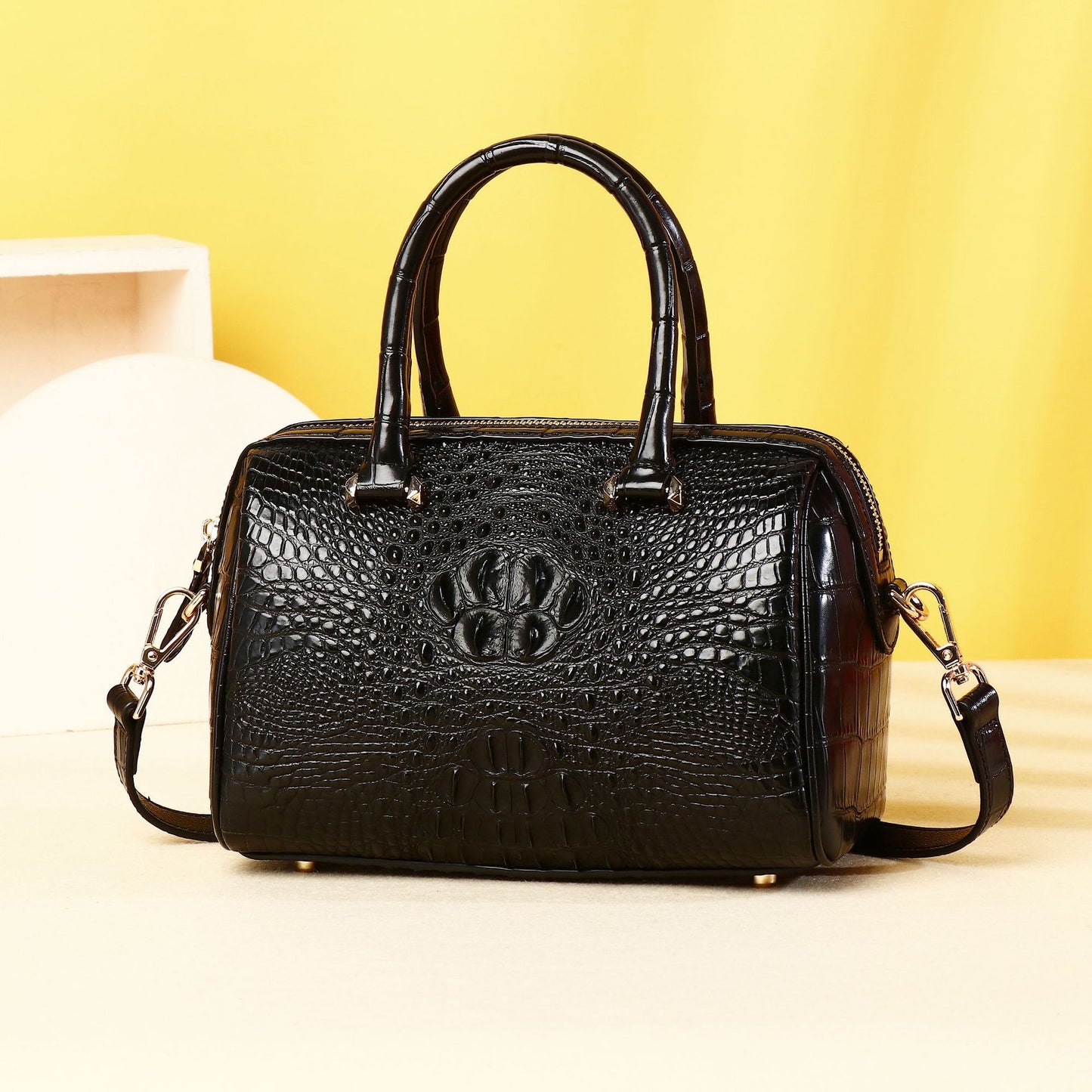 New Arrival Croc-Effect Classic Pillow Bag for Women, A Premium Top-Handle Crossbody Shoulder Handbag with Casual Fashionable Design