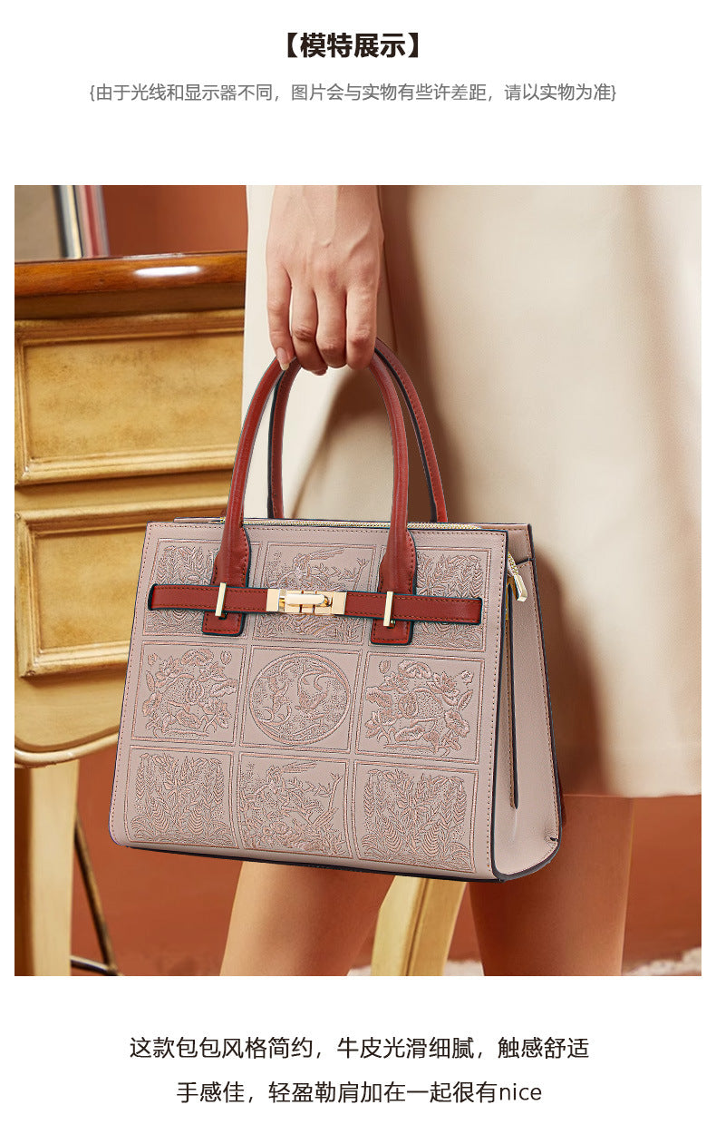 Embroidered Mom Wedding Bag, Large Capacity Top Handle Handbag for Middle-Aged Women, Perfect Birthday Gift Purse for Ladies