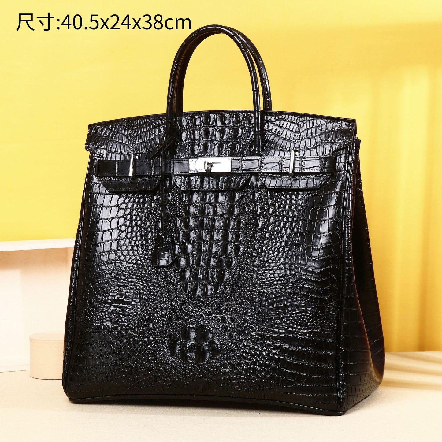 New Arrival 2026 Croc-Effect Large Capacity Briefcase for Men, A Top-Handle Business Bag with Professional Design