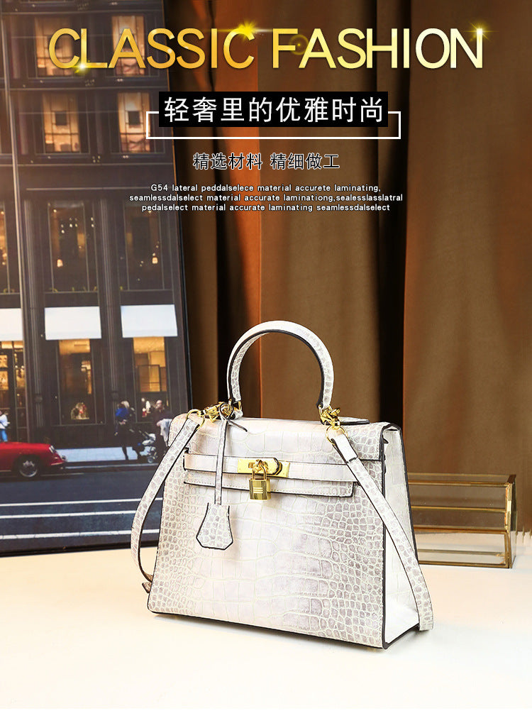 New Arrival Croc-Effect Kelly-Inspired Commuter Bag for Women, A Unique Versatile Top-Handle Shoulder Crossbody Handbag with Elegant Business Design, Perfect for Daily & Work