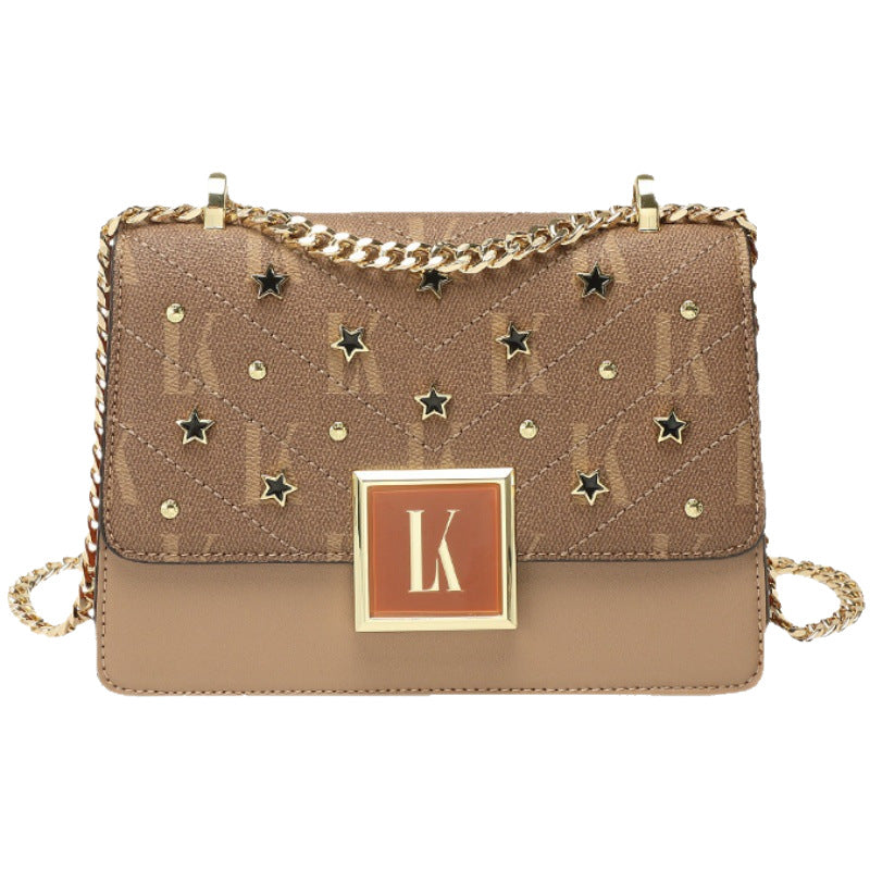Genuine Leather Chain Small Square Bag for Women, New Trendy Shoulder Crossbody Purse, Versatile Fashionable Mini Handbag for Ladies