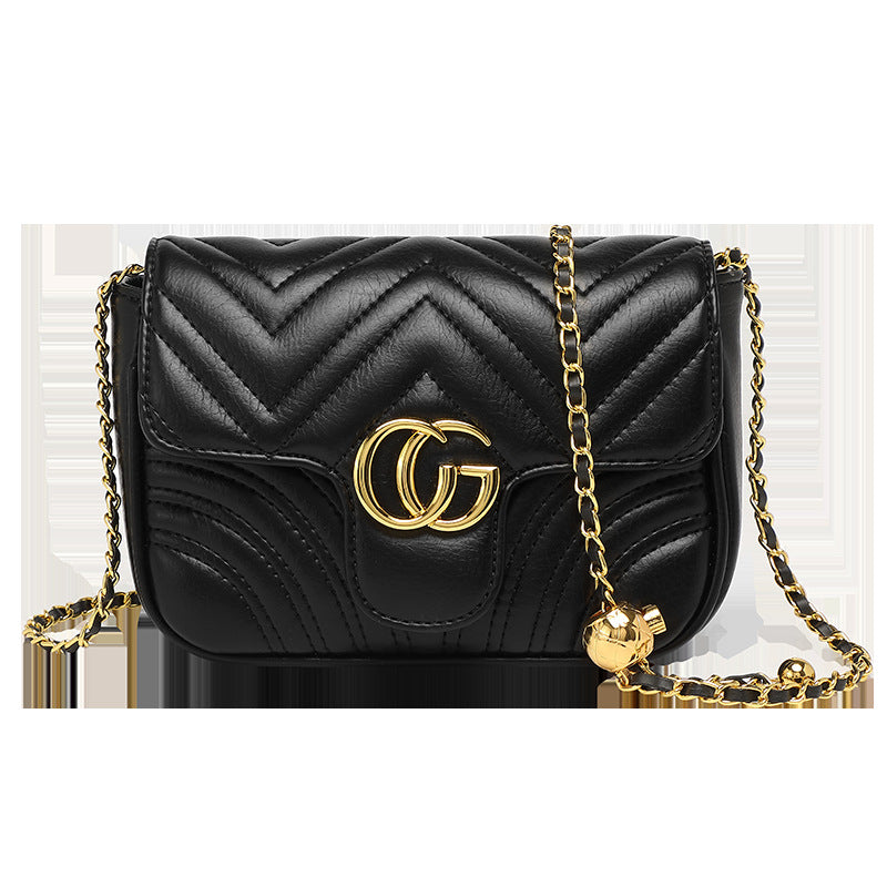 Genuine Leather Gold Ball Quilted Chain Shoulder Crossbody Bag for Women, Summer Stylish Handbag with Hong Kong Brand Vibe, Trendy Everyday Purse for Ladies