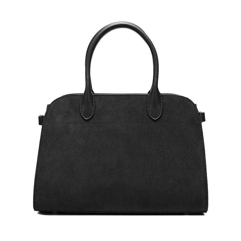 Genuine Leather Suede Tote Bag for Women Vintage Large Capacity Commuter Shoulder Handbag, Elegant Purse with Soft Velvety Texture