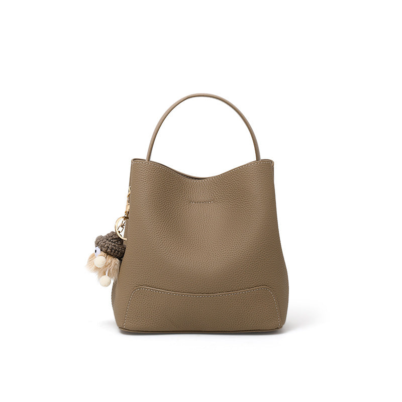 Genuine Top Layer Cowhide Bucket Bag for Women, New Large Capacity Shoulder Crossbody Top Handle Purse, Premium Versatile Mom Handbag for Ladies