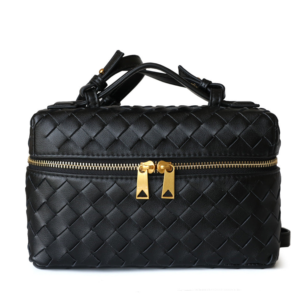 Handwoven Mini Square Bag for Women Summer Shoulder Crossbody Handbag, Celebrity-Inspired Versatile Purse with Artisan Woven Texture