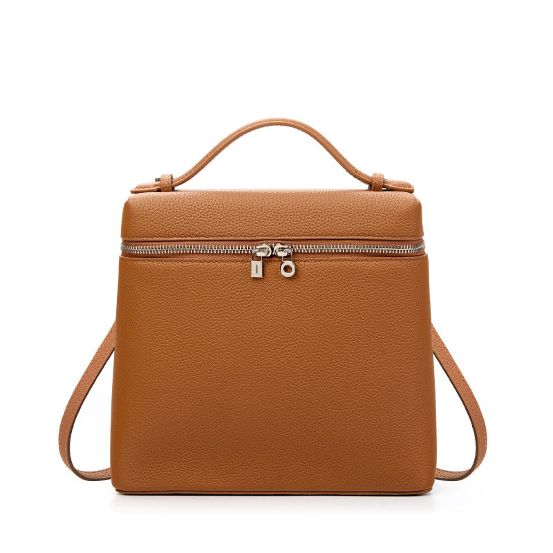 New High-Quality LP Leather Backpack, Commute Shoulder Daypack, Kelly-Style Top Handle Lunch Box Bag in Top Layer Cowhide for Women