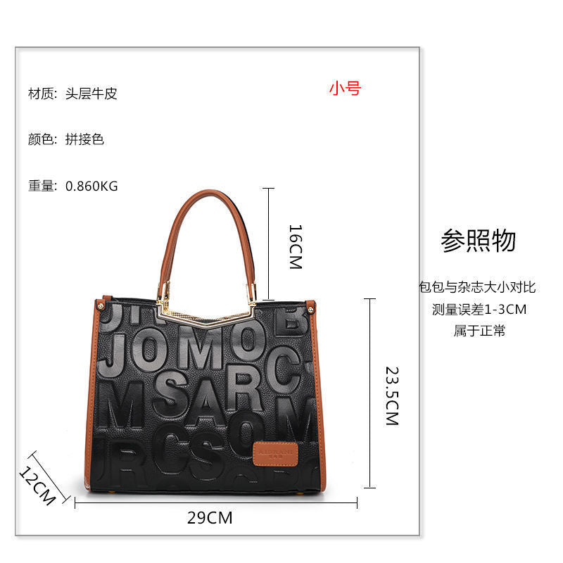 Genuine Top Layer Cowhide Large Capacity Handbag for Women, New Arrival Fashionable Top Handle Purse, Versatile Casual Shoulder Bag for Ladies