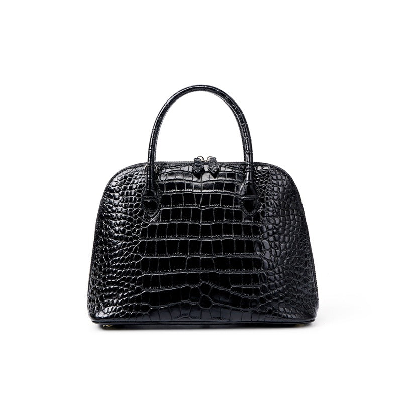 Women's Top-Layer Cowhide Croc-Effect Shell Tote Bag, Large Capacity Top-Handle Crossbody Commuter Handbag with Premium Design, Ideal Gift