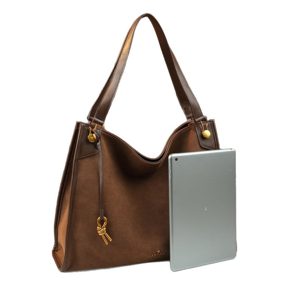 Vintage Frosted Leather Tote Bag for Women Large Capacity Shoulder Handbag, Premium Matte Purse with Versatile Everyday Style