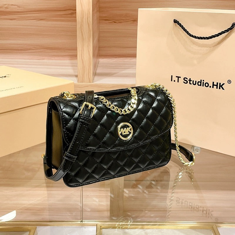 Genuine Leather Diamond Quilted Chain Bag for Women, New 2026 Spring Summer Fashionable Versatile Crossbody Small Purse, Trendy Handbag for Ladies