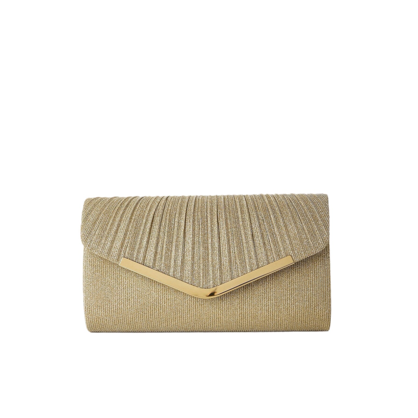 Pleated Sequin Evening Clutch for Women, New Metal Trim Party Purse, Elegant Formal Gown Handbag for Weddings and Parties for Ladies