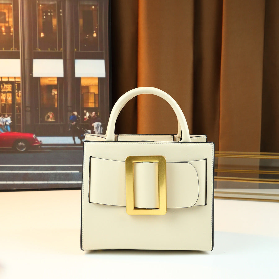 Square Buckle Mini Square Bag for Women Large Capacity Shoulder Crossbody Handbag, Elegant Versatile Purse with Chic Hardware Accent