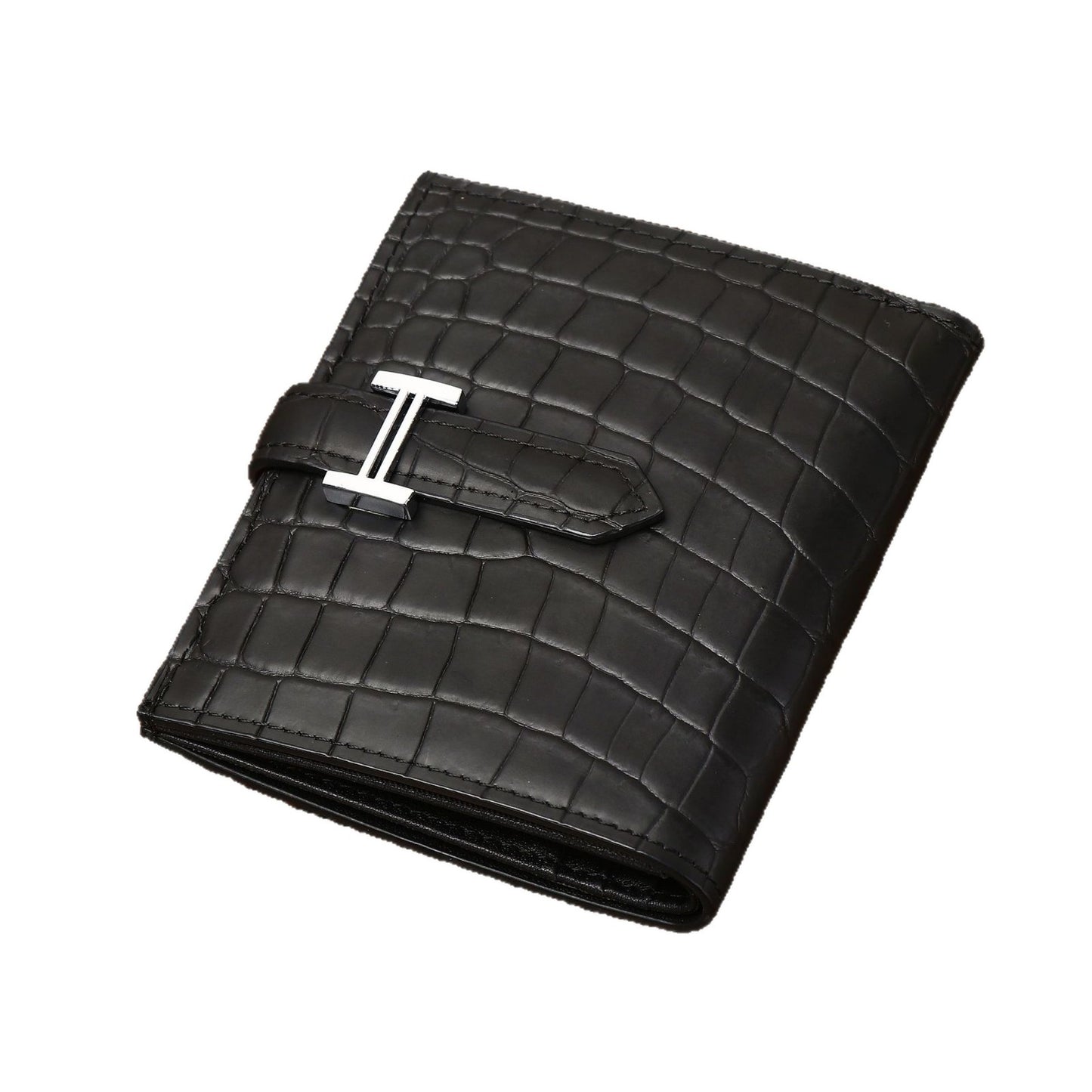 New Arrival Matte Croc-Effect Small Vertical Wallet for Men, A Multi-Card Bi-Fold Coin Purse with Fashionable Compact Design