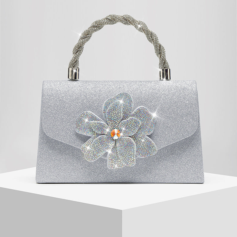 Sparkly Rhinestone Applique Evening Clutch Bag for Women, New Chain Envelope Purse, Formal Wedding Party Gown Handbag for Ladies