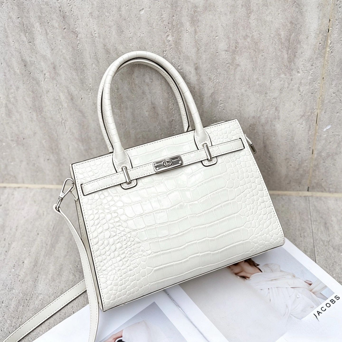 Chic Croc-Embossed Birkin-Inspired Tote Bag for Women, Premium Genuine Leather Top-Handle Crossbody Shoulder Handbag with Fashionable Design, Everyday Purse