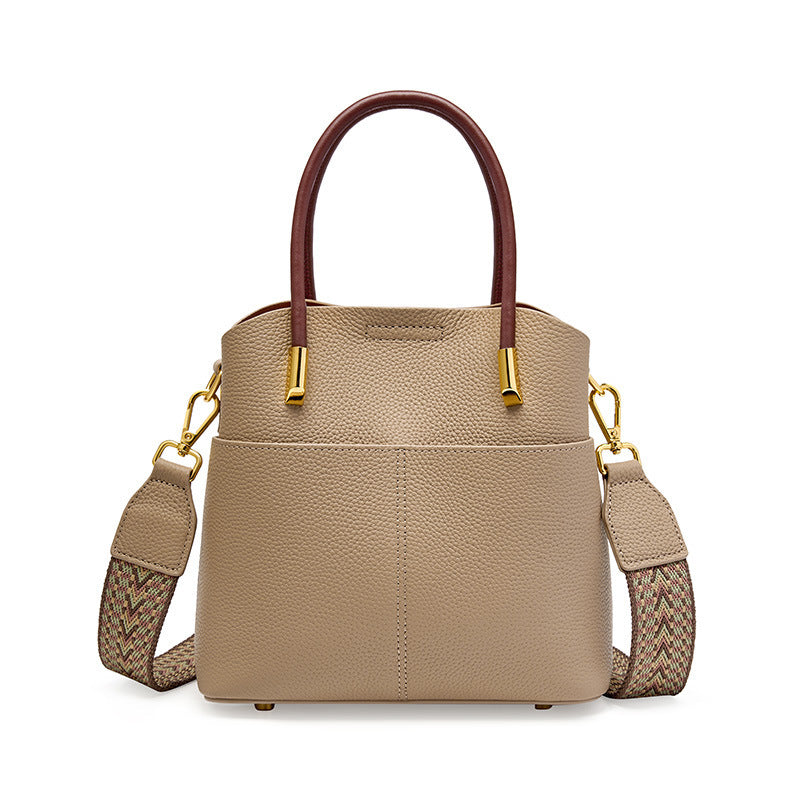 Genuine Leather Bucket Bag for Women Versatile Casual Shoulder Crossbody Handbag, Premium Niche Purse with Stylish Design