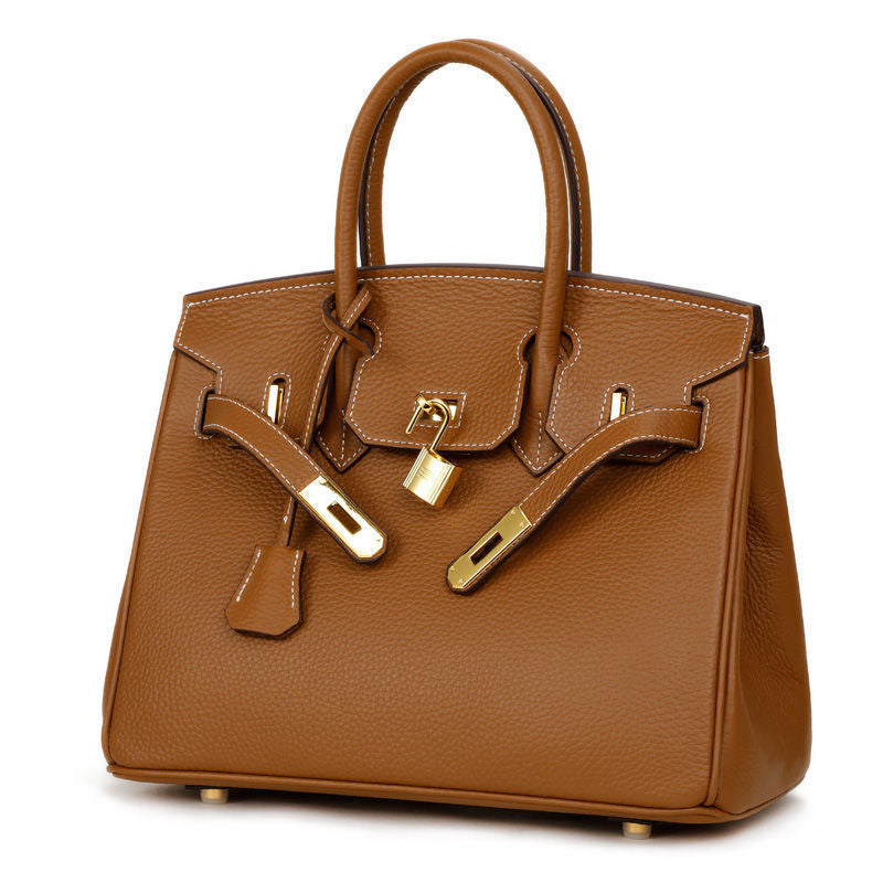Genuine Top Layer Pebbled Leather Birkin-Style Large Capacity Handbag for Women, New Arrival Kelly-Style Top Handle Purse, Elegant Chic Tote Bag for Ladies