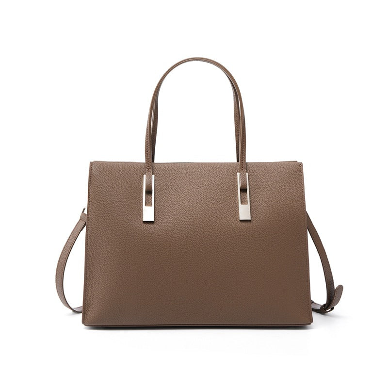Premium Top Layer Cowhide Large Capacity Tote Bag, Fashionable Shoulder Handbag, Perfect Notebook Carryall for Women