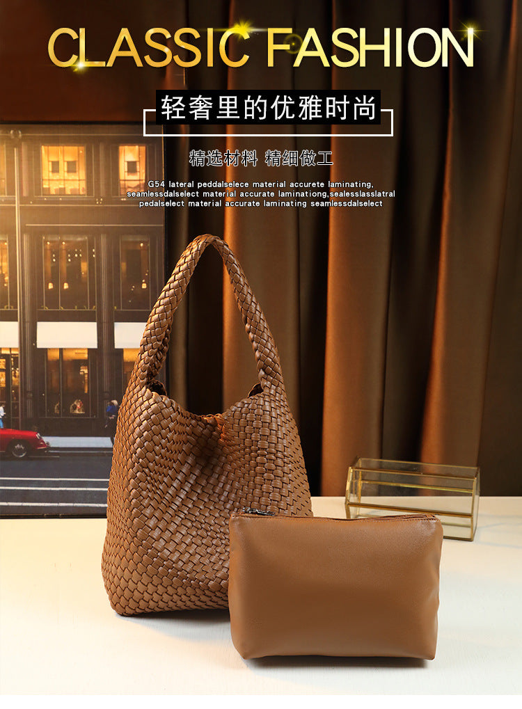 Handwoven Niche Tote Bag for Women with Detachable Sub-Bag, Large Capacity Shoulder Handbag with Versatile Everyday Design