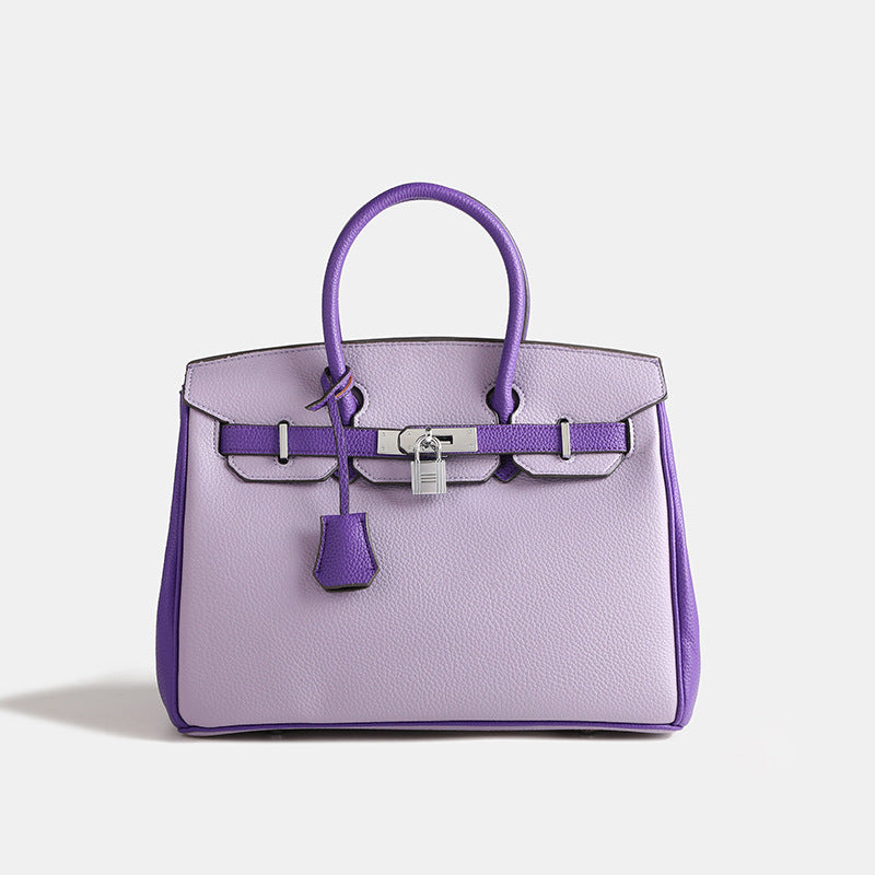 Premium Color Block Birkin-Style Tote Bag, Shoulder Crossbody Top Handle Purse, High-Quality Handbag for Women