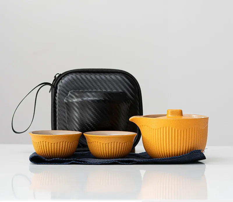 Portable Travel Tea Set Ceramic Teapot Kettle Quik Pots One pot and two cups Teaware Sets Chinese Drink TeapotsTea Cup