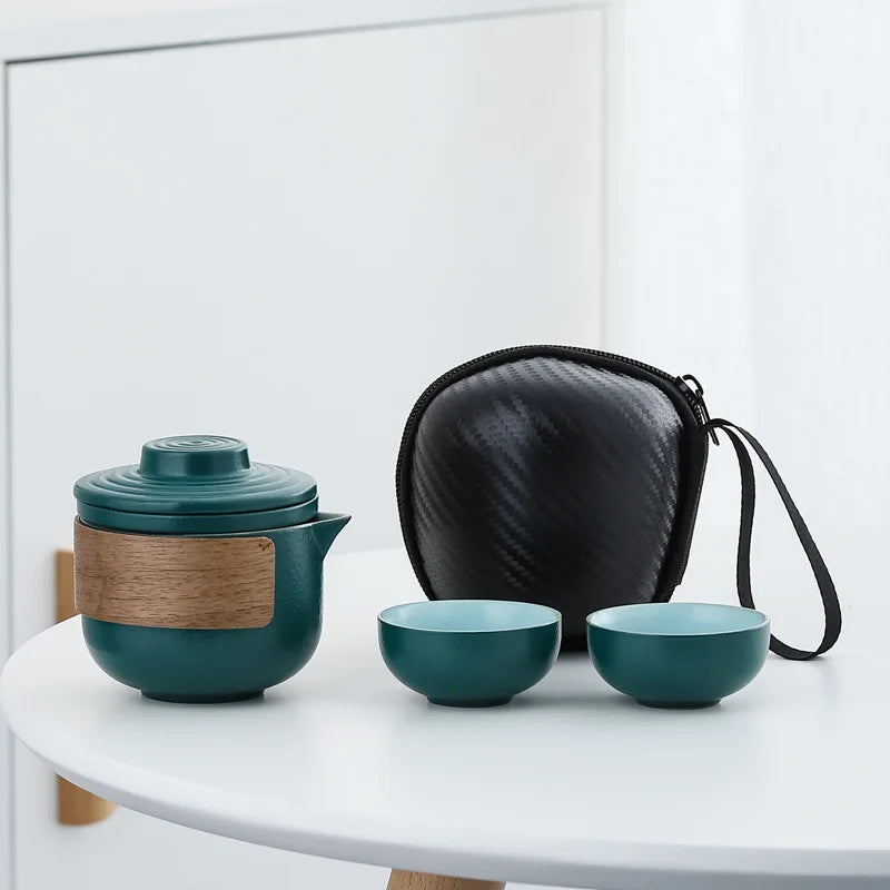 Purple Clay Kung Fu Tea Set Teaware Tea Pot and Cup Set One Pot TwoCups Portable Tea Set Travel Tea Set Outdoor Teapot Teacup