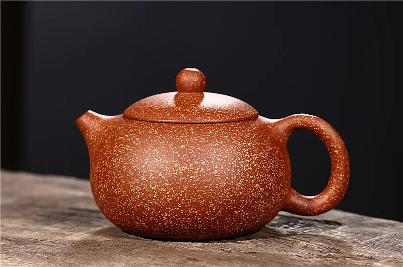 High-end Yixing Teapot 220ml Purple Clay Tea Kettle Famous Handmade Ball Hole Filter Xishi Tea Pot Raw Ore Kettle Zisha Tea Set