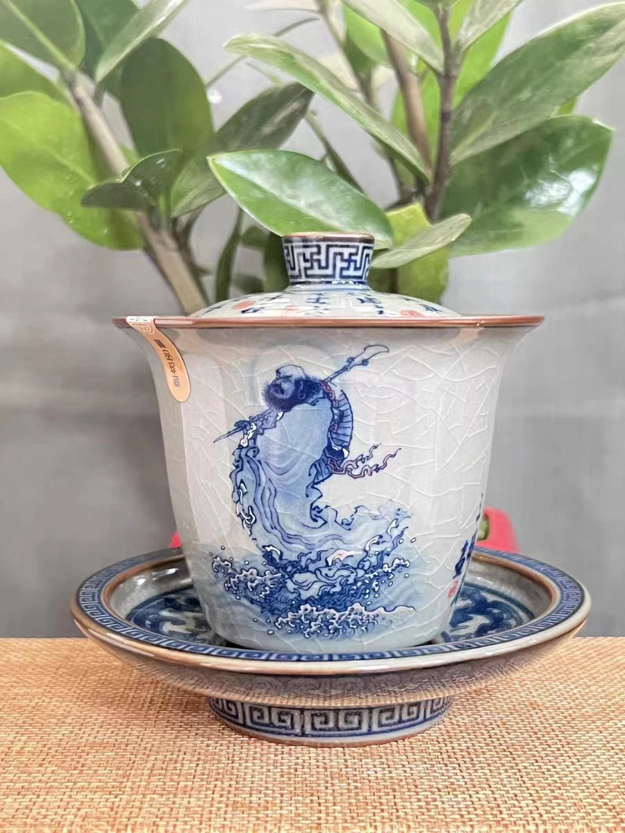 Jing De Zhen Antique Clay Dharma Gaiwan Opening Pottery Tea Cup Set Teaware Bowl For Tea Ceremony Coffee Mugs River Teacup Zen