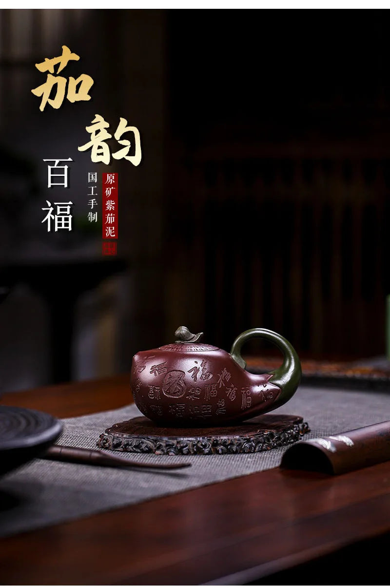 Chinese Yixing Purple Clay Teapots Raw Ore Dahongpao Filter Tea Pot Hand Painted Landscape Tea Kettle Home Teaware Supplies