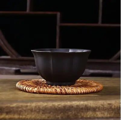 Small Lotus Tea Cup Set, Yixing Zisha Tea Cup, Kungfu Tea Set, Ceramic Master Cup, Single Teacup, Black, Red, 3Pcs Pack