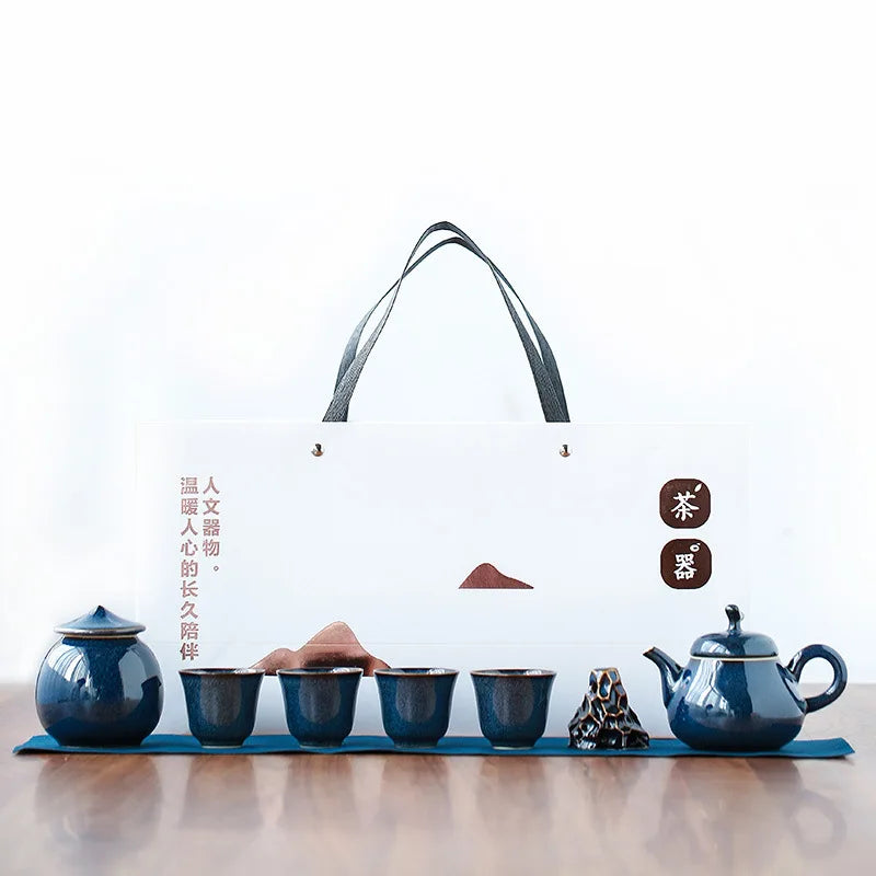 Tea Creative Dry Landscape Pear Pot Teapot Ceramic A Pot of Four Cups of Kung Fu Tea Gift Box Teapot Set Tea Ceremony Tea Set
