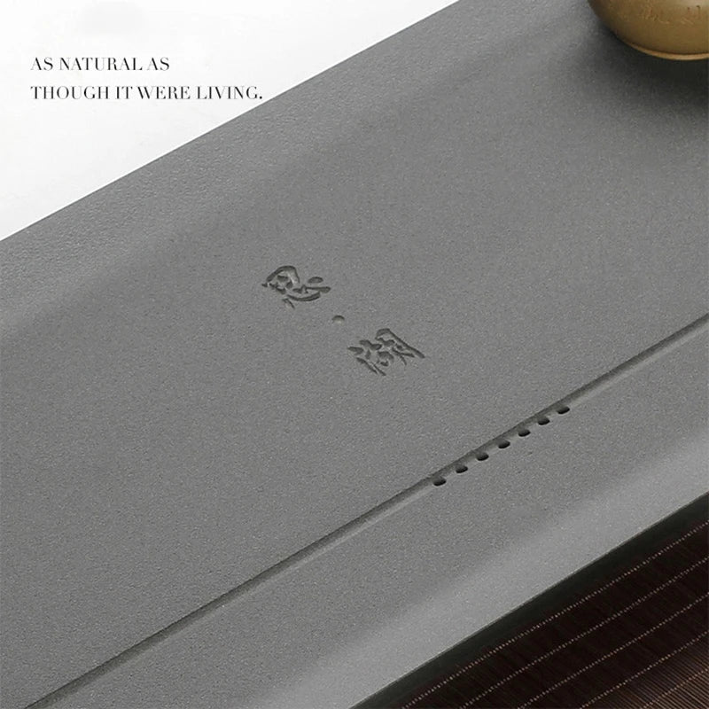 Tea tray Chinese heavy tea tray for kungfu tea set black stone tea table weighted serving tray tea boat water draining ball pipe