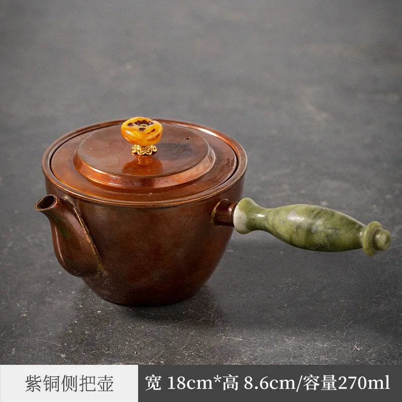 Three Times Copper Teapot Japanese Retro Side Handle Red Copper Pot Household Tea Brewing Pot Teapot Kung Fu Tea Set