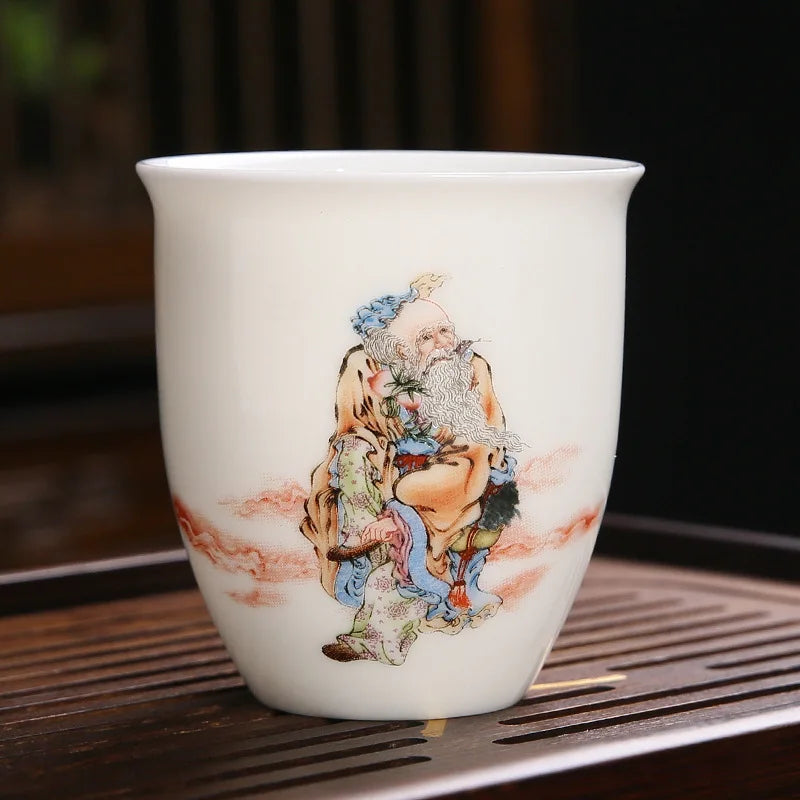 White Porcelain Tea Cup Large Handmade Ceramic Teacup Household Tea Bowl Handpainted Kung Fu Tea Set Master Cup Chinese Teaware