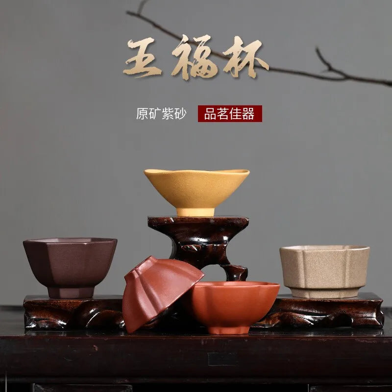 Zanghutianxia Purple Sand Kung Fu Tea Cup Master Cup Single Cup Flower Cup Tea Bowl Single Tea Cup Tea Cup Five Blessing Cup
