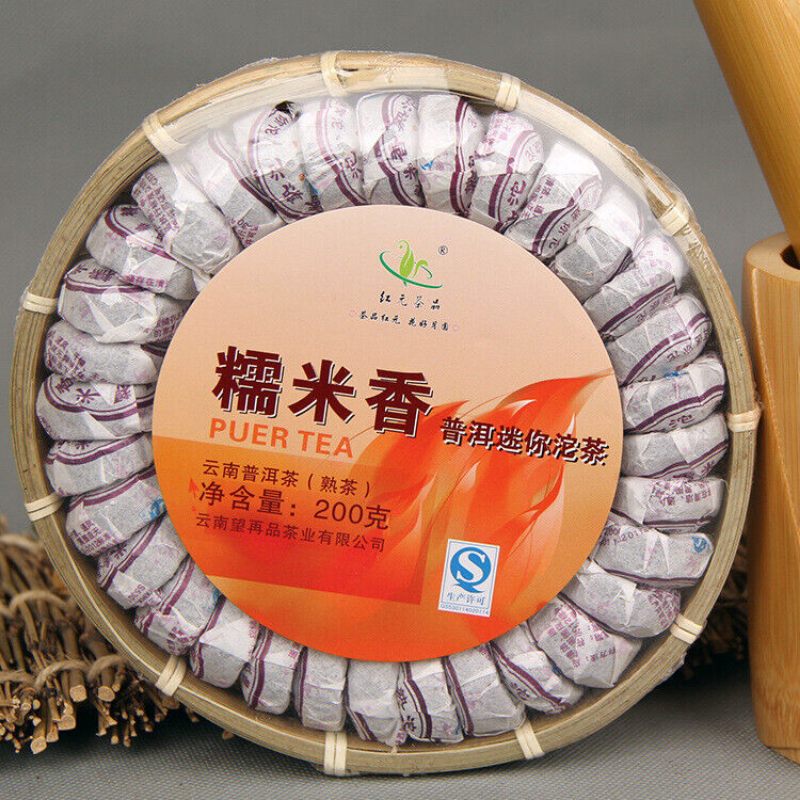 Pu-erh ripe tea natural glutinous aroma red yuan tea products mini small tuo tea