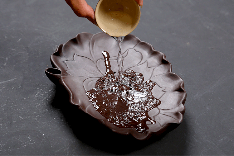 Reservoir Tea Tray Small Tea Plate Yixing Zisha Holder For Tea Set Lotus Design