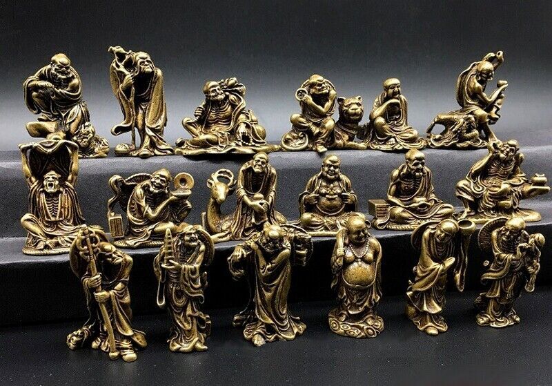 18x Chinese Buddhism Disciples Decor Brass Eighteen Lohan Buddha Arhat Statue