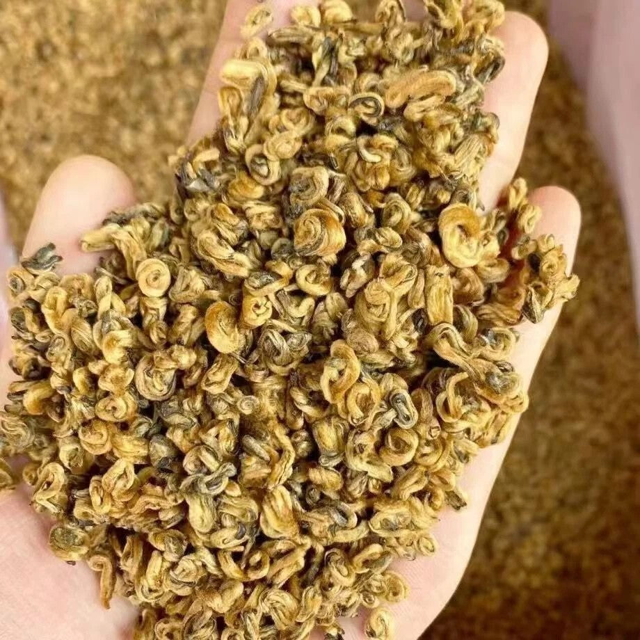 Yunnan golden snail black Tea,,BiLuoChun black tea,Dian Hong JinSi Snail tea250g