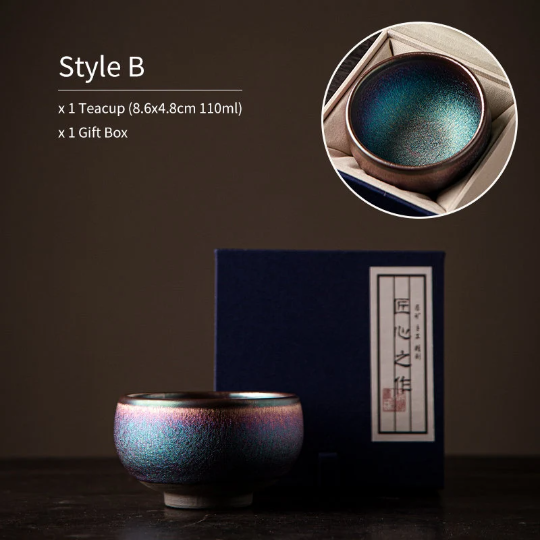 Colorful Jianzhan Ceramic Tea Cup Puer Tea Cup Handcrafted Teacup 110ml Colorful