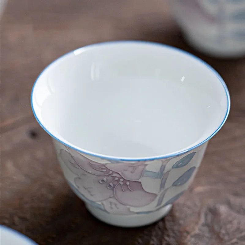 1Pc Chinese White Porcelain Tea Cup Handmade Ceramic Teacup Tea Bowl Cup Tea Set