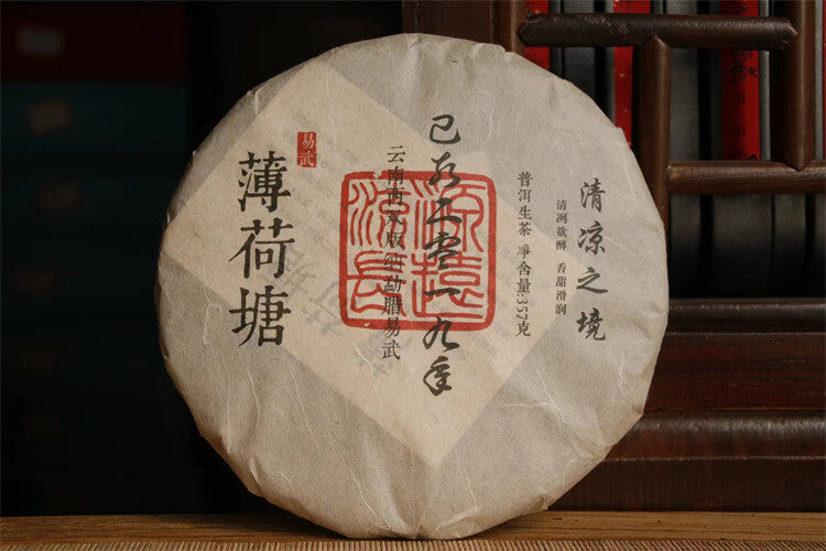 357g Yiwu Ancient Tree Tea Mint Hetang Pu'er Tea Raw Tea Cake Fresh and Elegant